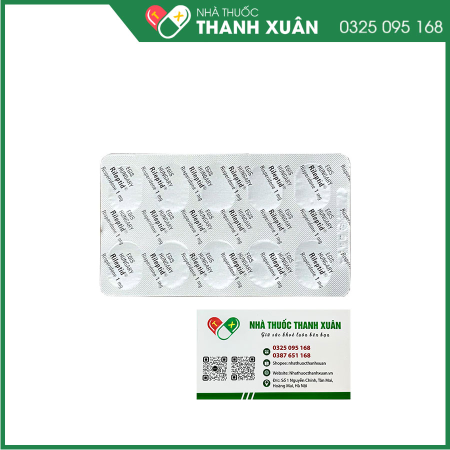 Rileptid 1mg điều trị tâm thần phân liệt, trầm cảm, lo âu hoặc rối loạn hành vi ở trẻ em và thanh niên